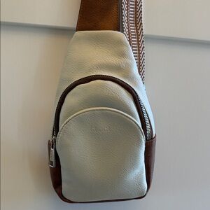 Elegant Cream and Brown Belt‎ Bag